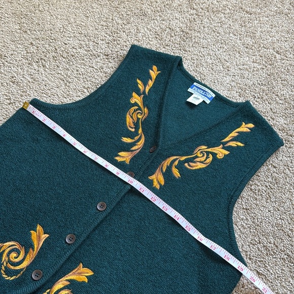 Vintage Pendleton Wool Green Gold Detail Embroidered Button Up Vest - Picture 4 of 6